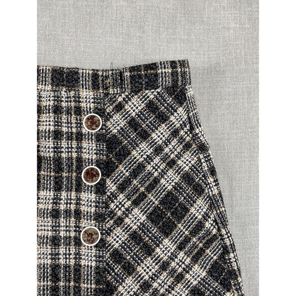 Plaid Wool Blend Skirt Womens Small Button Front Pocket Lined Classic Preppy - Picture 2 of 9